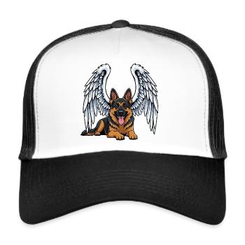Süßer Engel Deutscher Schäferhund Cartoon Trauer - Trucker Cap - Weiß/Schwarz - Vorne