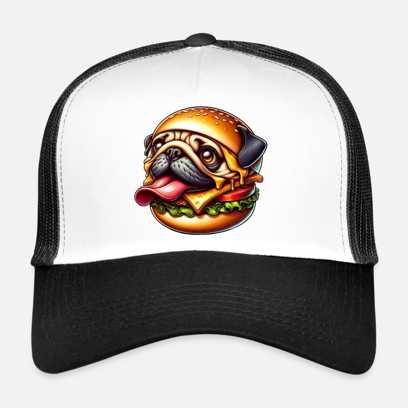 Süßer Mops Halloween Cheeseburger Cartoon Monster Trucker Cap