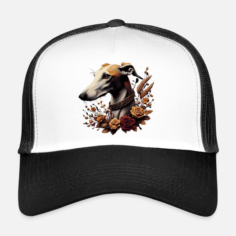 Greyhoundkopf Herbstrosenkranz - Trucker Cap - Weiß/Schwarz