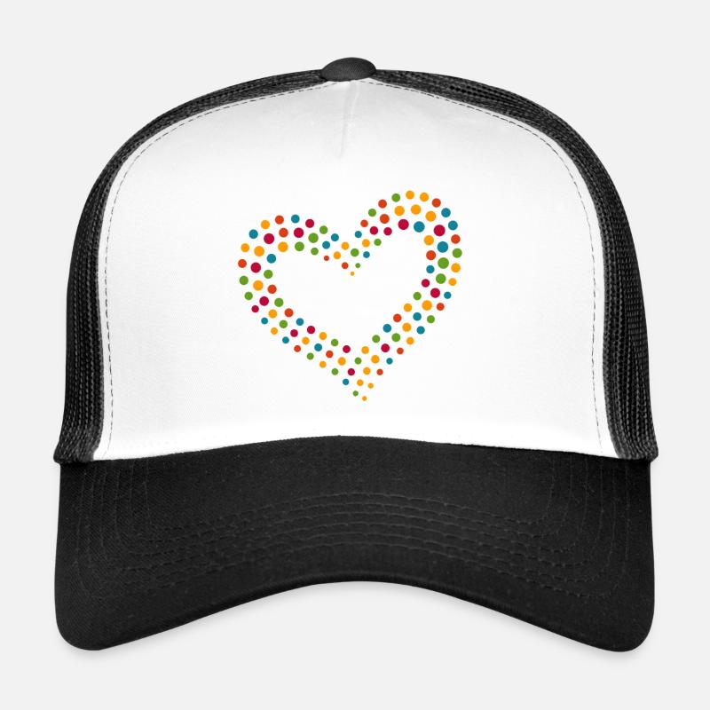 Regenbogen Punkt Herz Trucker Cap