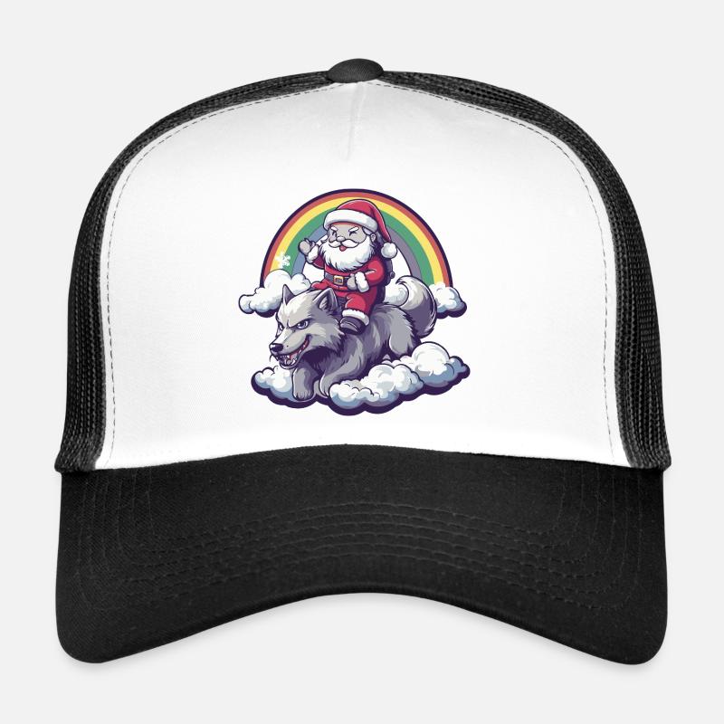 Wolf Santa Claus Christmas Trucker Cap
