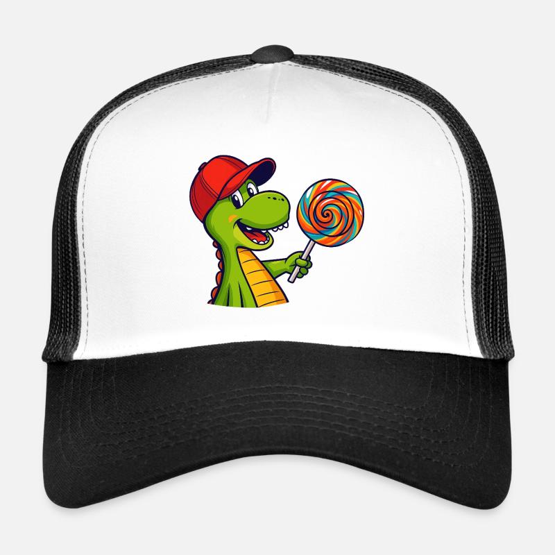 Bunter_Dinosaur_mit_Lutscher - Casquette trucker - blanc/noir