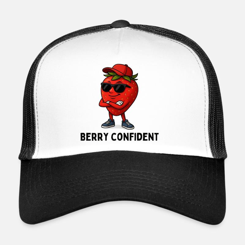 Strawberry Confident Caricature Trucker Cap
