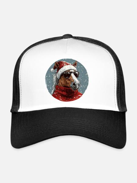 Noël de Noël cheval - Casquette trucker  - blanc/noir - Devant