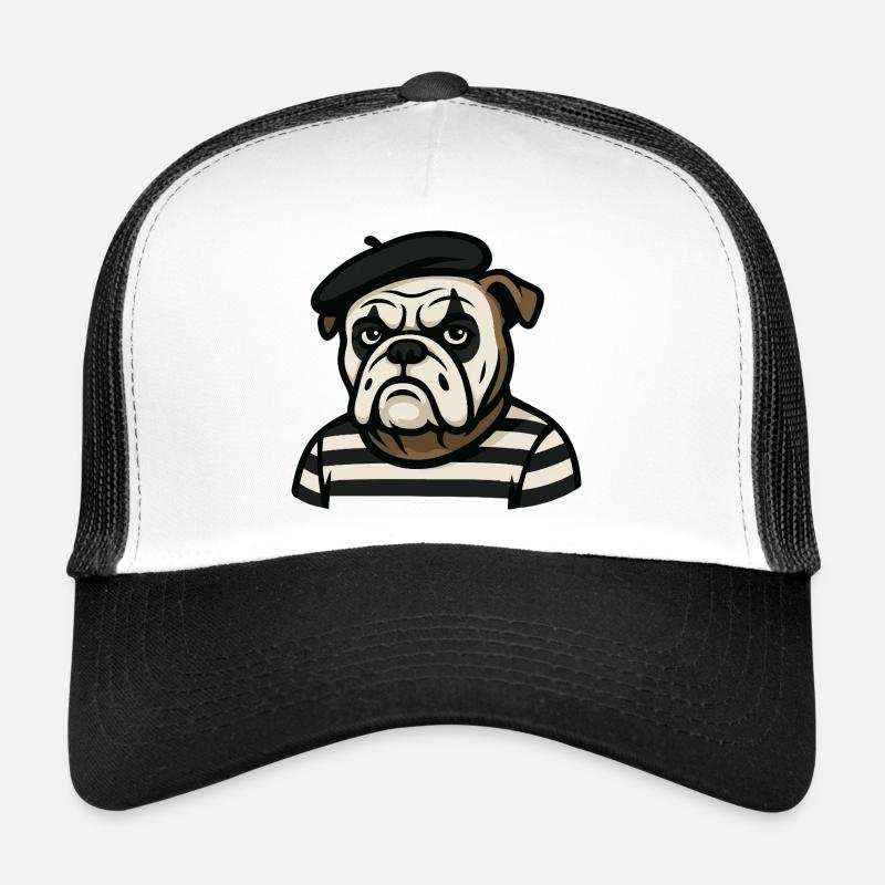 Bouledogue mime en costume noir et blanc Casquette trucker 