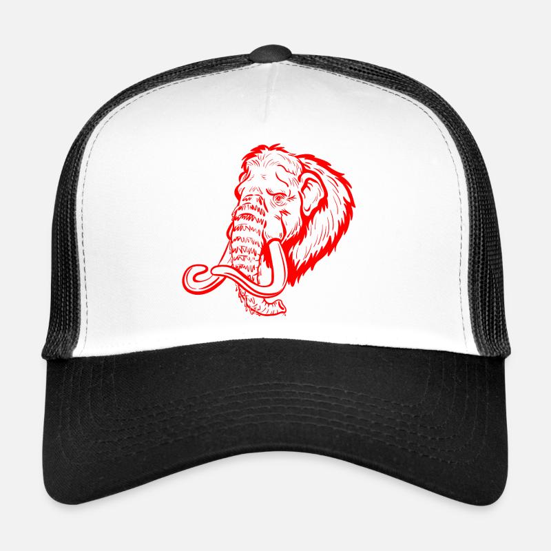 Roter Mammut Linienkunst - Trucker Cap - Weiß/Schwarz