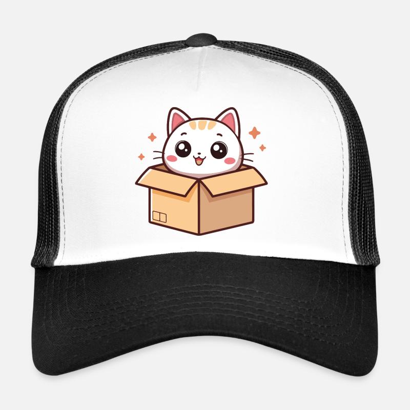 Kawaii cat in a box Trucker Cap