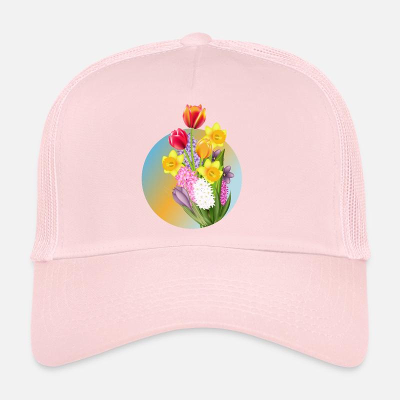 Bouquet de printemps avec tulipes, jonquilles et jacinthes Casquette trucker 