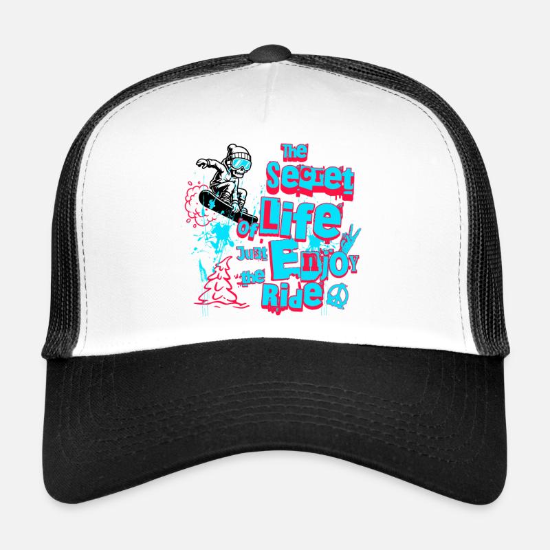 Snowboard & Ski Design - Enjoy the ride! - Trucker Cap - Weiß/Schwarz