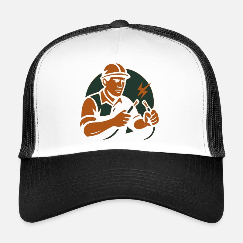 elektriker silhouette - Trucker Cap - Weiß/Schwarz
