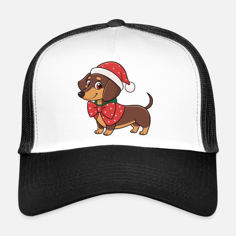 Teckel festif Noël nœud rouge Casquette trucker 