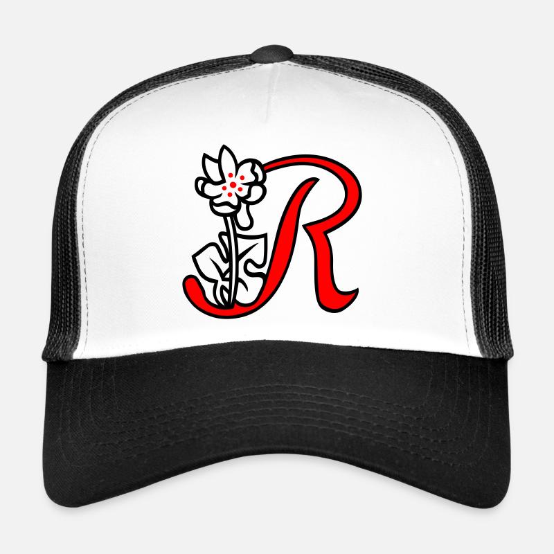 Buchstabe R - Trucker Cap - Weiß/Schwarz