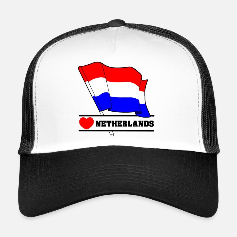 Netherlands Flag with Heart Trucker Cap