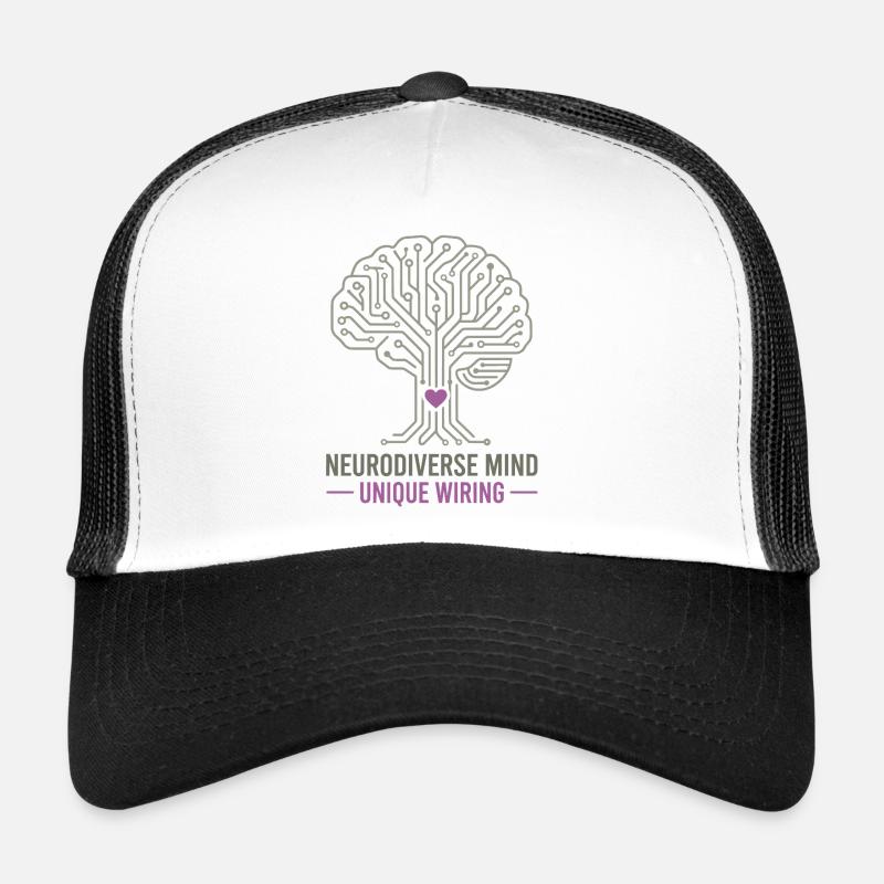 NEURODIVERSE MIND Unique Wiring Awareness  - Trucker Cap - white/black