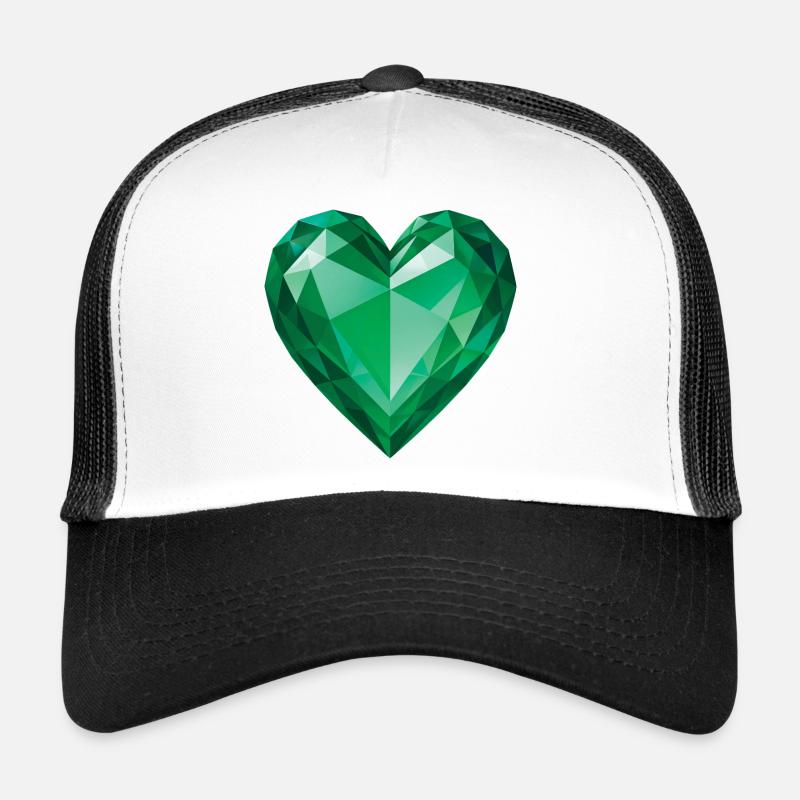 EMERALD HEART - peace & love - Trucker Cap - white/black