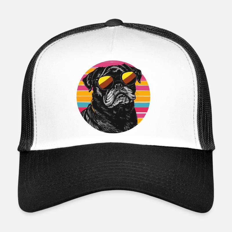 Pug Neon Retro Sonnenbrille Trucker Cap