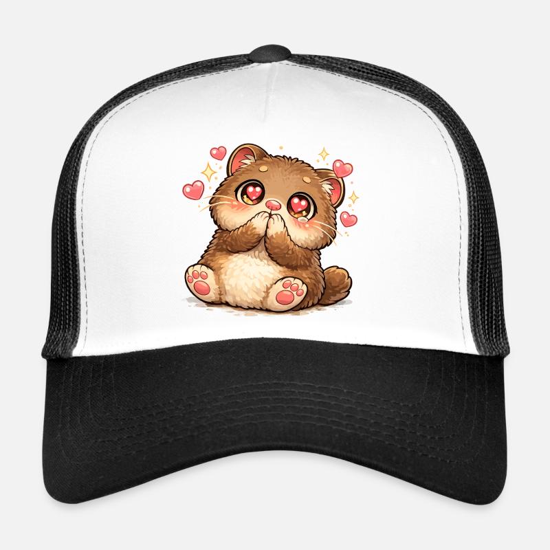 Yeux en forme de cœur de chaton Kawaii Casquette trucker 