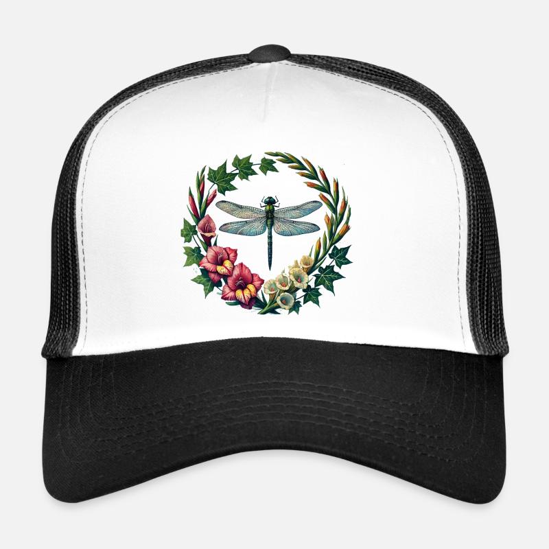 Cadre de couronne florale en forme de libellule Casquette trucker 