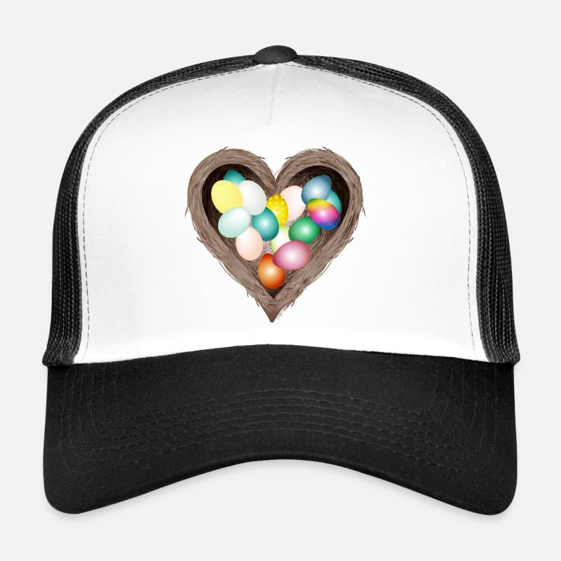 Heart-shaped Easter nest with colorful Easter eggs Trucker Cap
