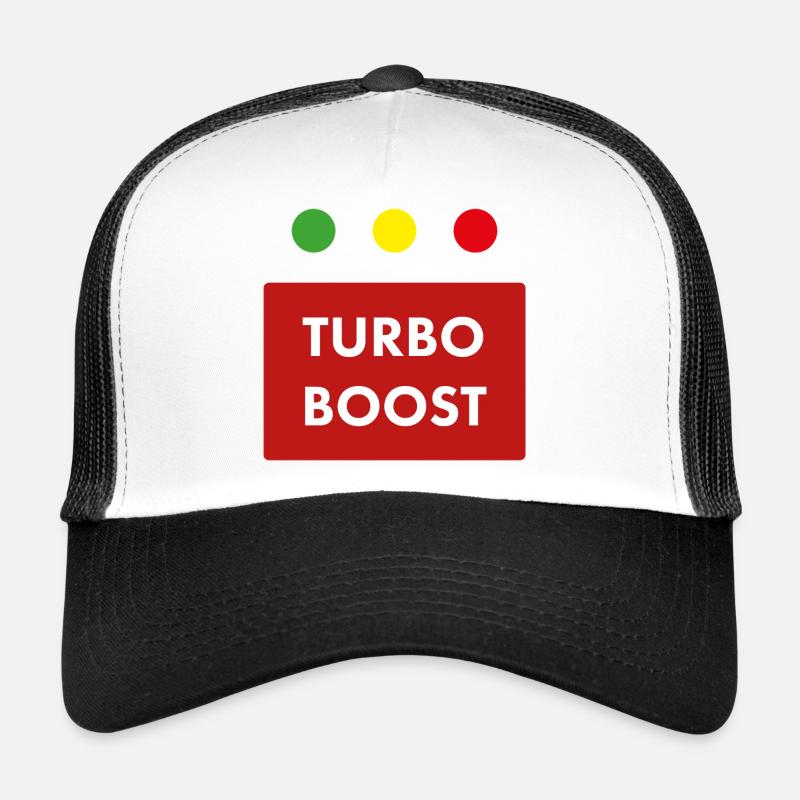 Turbo Boost Retro Text - Trucker Cap - white/black