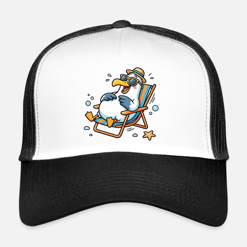 Mouette détendue sur la plage Casquette trucker 