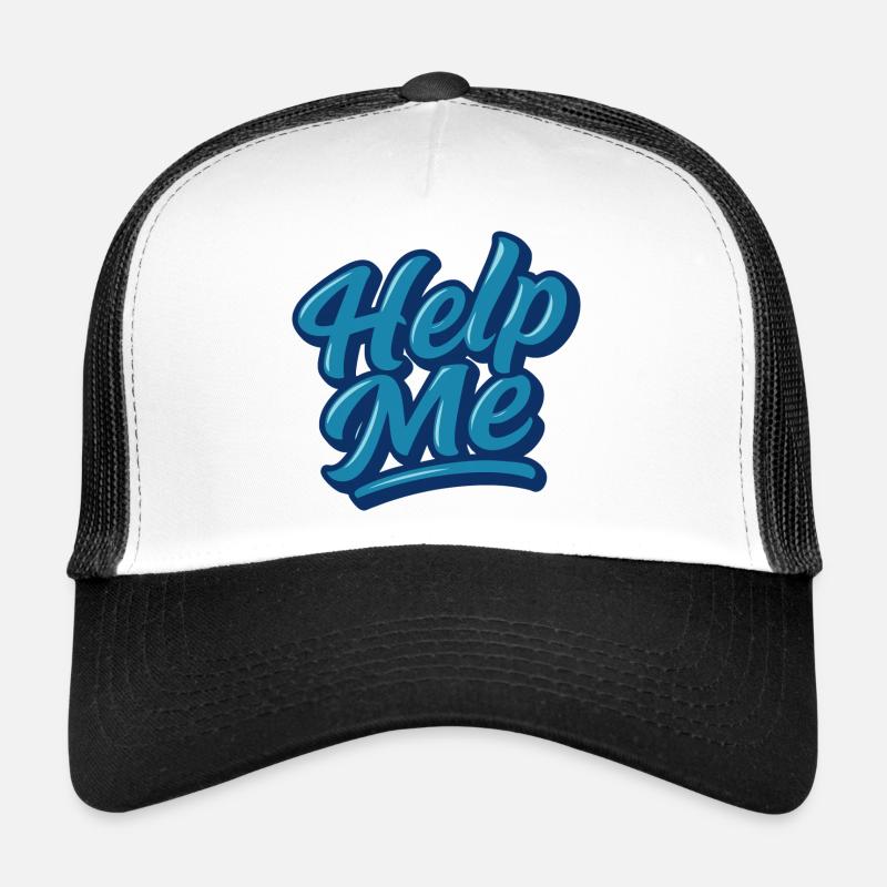 Help Me Blue Script Logo - Trucker Cap - white/black