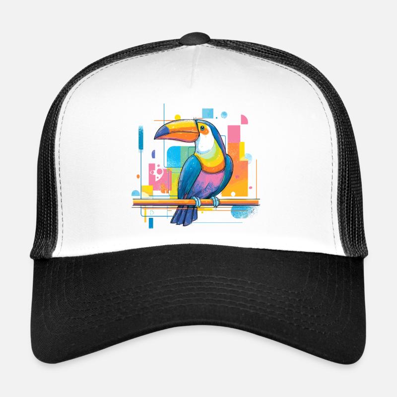 Colorful toucan on neon surfaces Trucker Cap