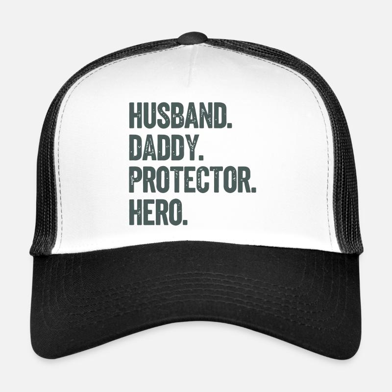 Husband Daddy Protector Hero - Trucker Cap - Weiß/Schwarz