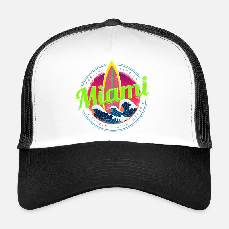 Souvenir vintage de design de surf à Miami, Floride Casquette trucker 