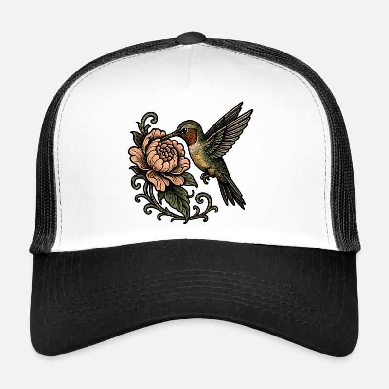 Colibri avec un tatouage vintage rose Casquette trucker 