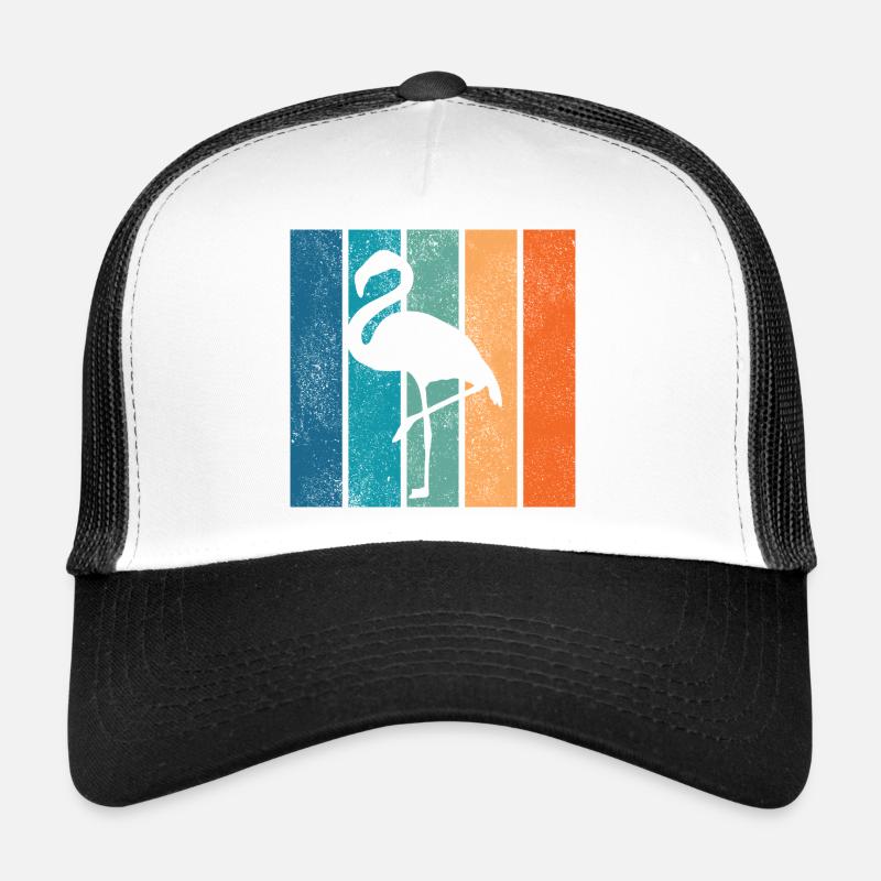 Flamingo Neon Tropical Stripes Trucker Cap