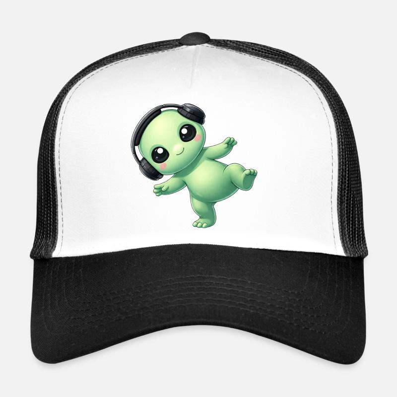 Alien Alien avec des écouteurs Techno Danse Casquette trucker 