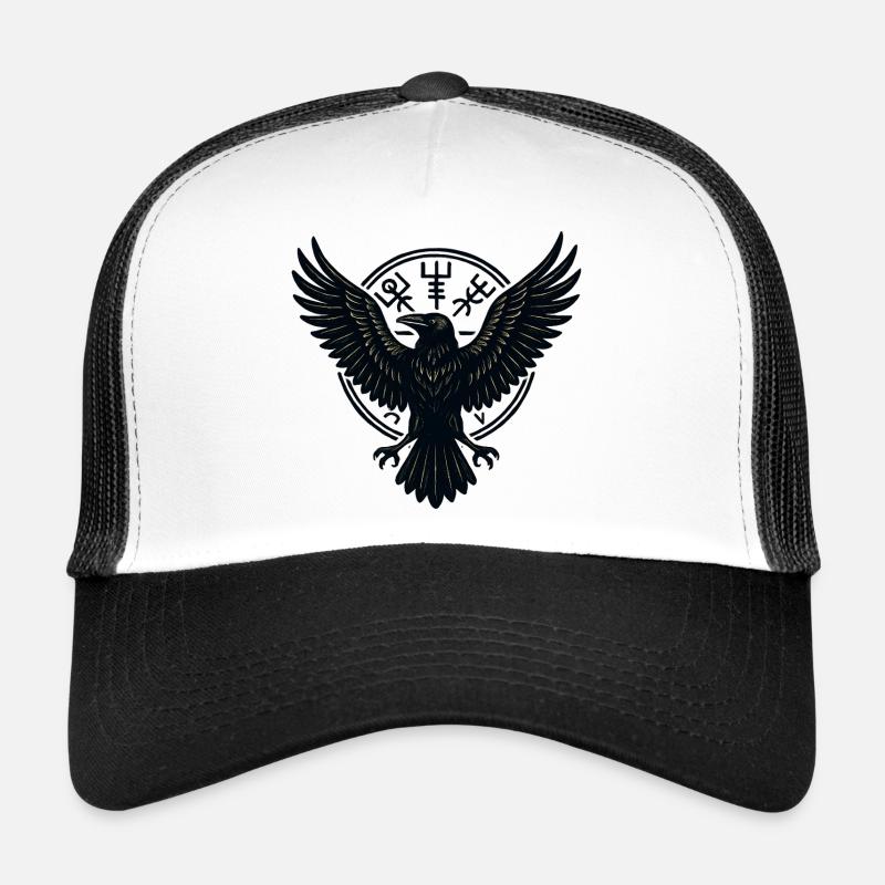 Corbeau Noir dans le Cercle Runique Casquette trucker 