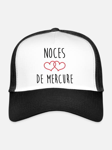 Noces de mercure 38 ans de mariage - Casquette trucker  - blanc/noir - Devant