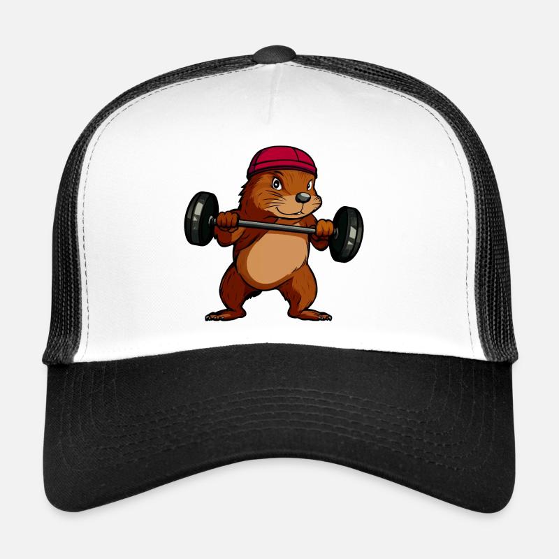 Powerful Squirrel Dumbbell Hero - Trucker Cap - white/black