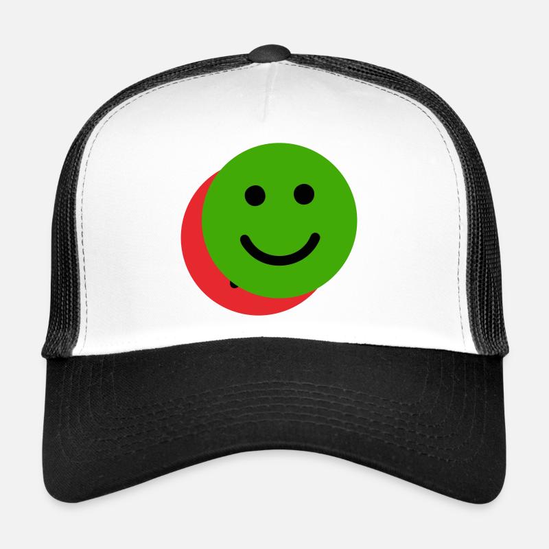 Overlapping Face Green-Red Trucker Cap