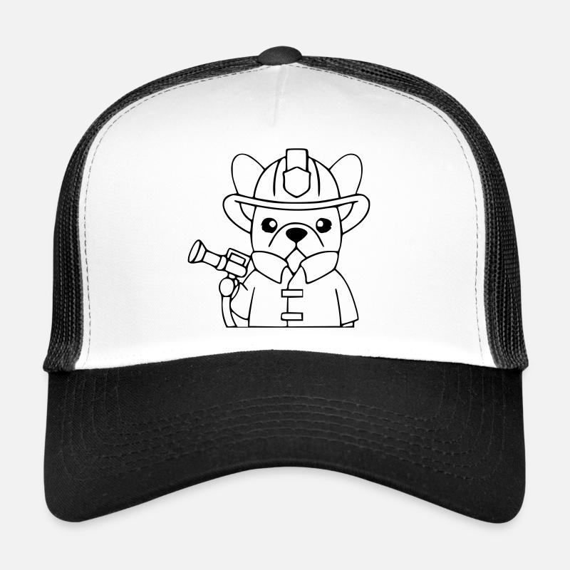 Frenchie Firefighter Dog Outline Trucker Cap