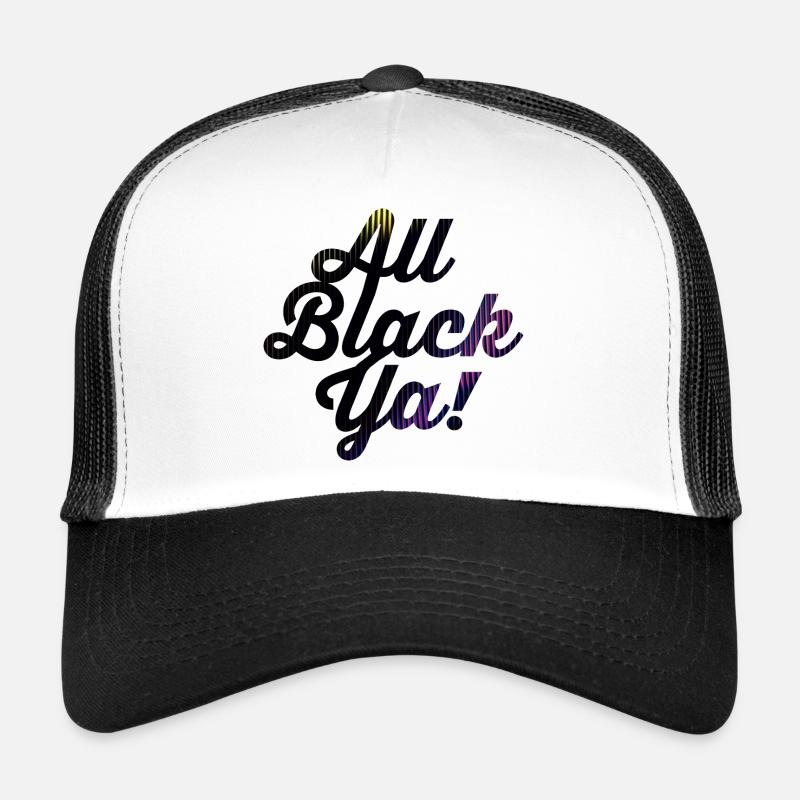 All Black Ya Neon Stripe Font - Trucker Cap - white/black