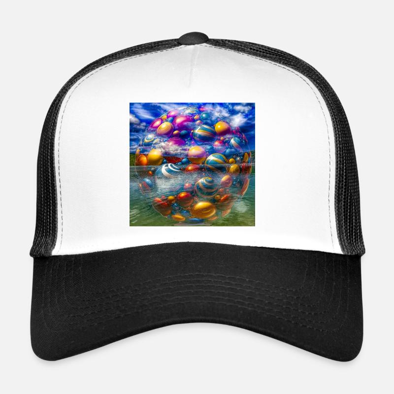 Bunte Blasenschüssel - Trucker Cap - Weiß/Schwarz