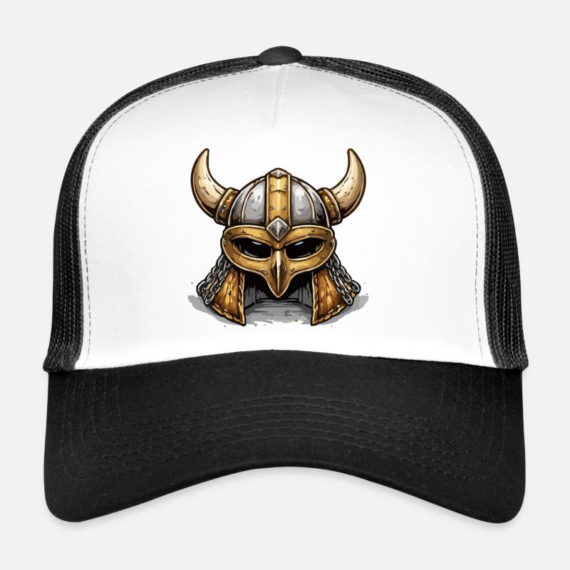 Vikinghelm mit Hörnern Goldbraun Trucker Cap