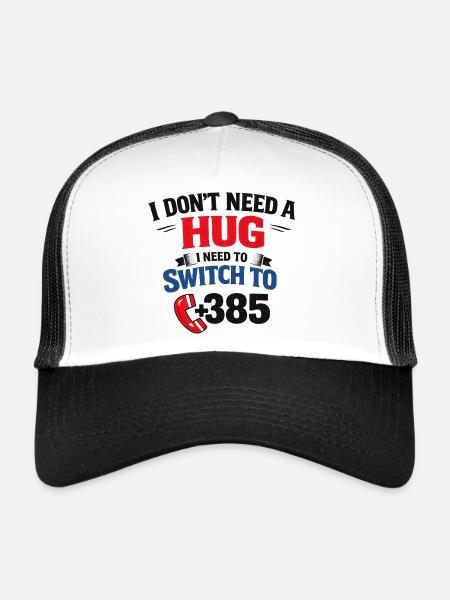 Pas de câlin, appel numéro 385 - Casquette trucker  - blanc/noir - Devant
