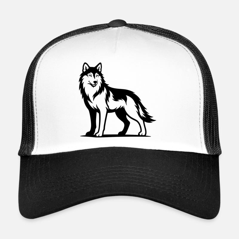 Wolf Portrait schwarz Trucker Cap