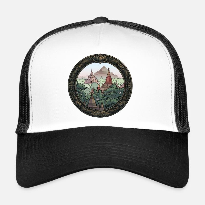 Dschungel Tempel Rundbild Trucker Cap