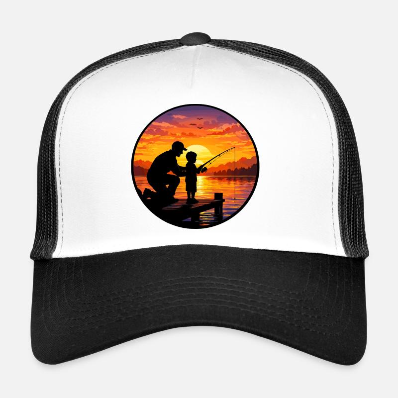 Pêche au coucher de soleil avec papa et enfant Casquette trucker 