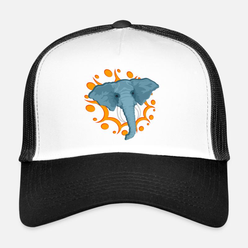 Blue Elephant with Orange Spat Trucker Cap
