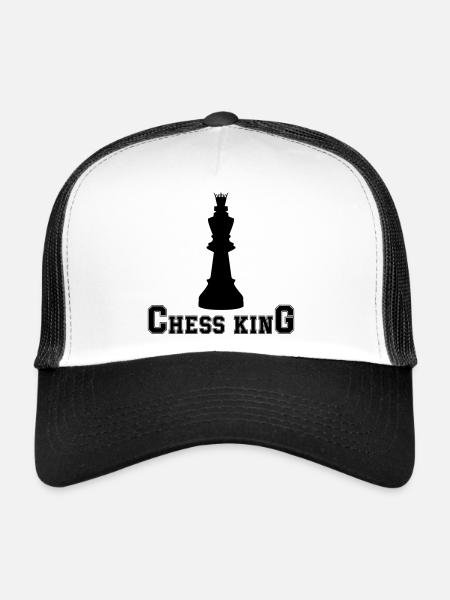 Roi des échecs - Casquette trucker  - blanc/noir - Devant