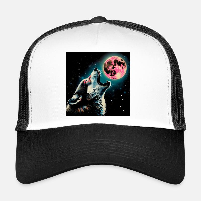 Le loup hurle à la pleine lune Casquette trucker 