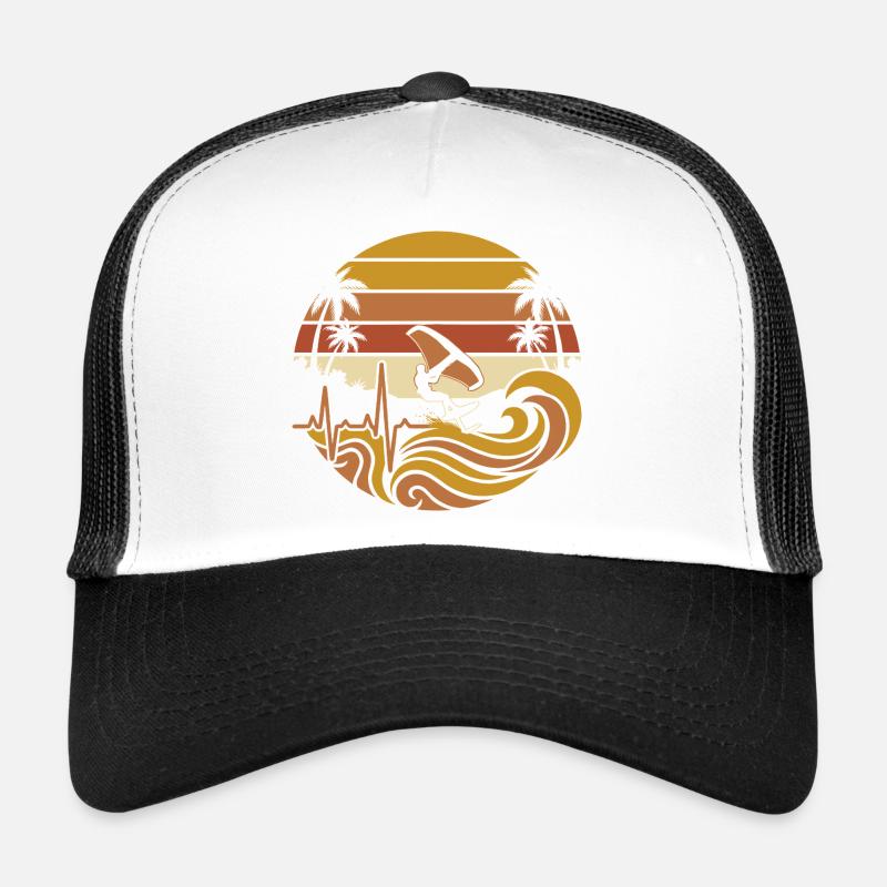 Sunset Surfing Palm Trees Trucker Cap
