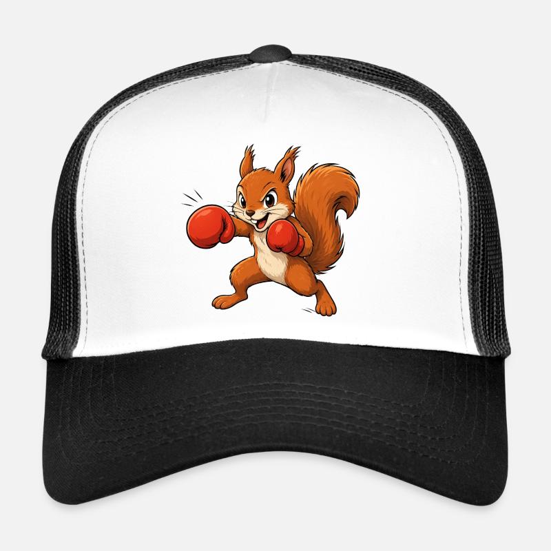 Boxing Squirrel Cartoon Fun Motif Trucker Cap