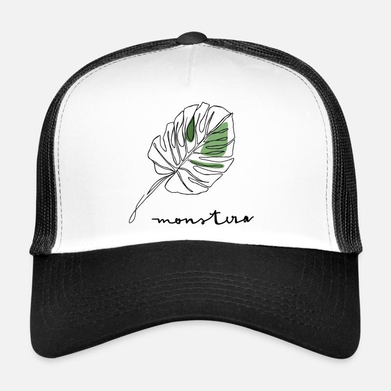 Green Leaf Fragment Sketch Style Monstera - Trucker Cap - white/black